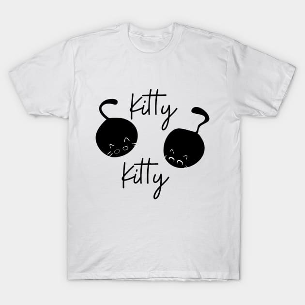 Kitty Kitty Cute Black Cat Kittens T-Shirt by TammyWinandArt